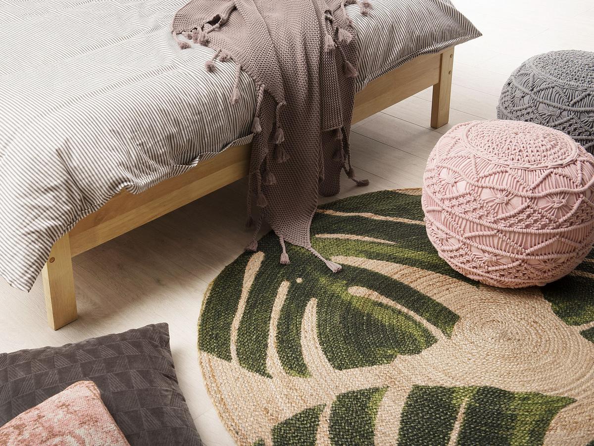 TEPPICH geflochten Incik 140/140 cm - Beige, Naturmaterialien (140/140cm) - Beliani