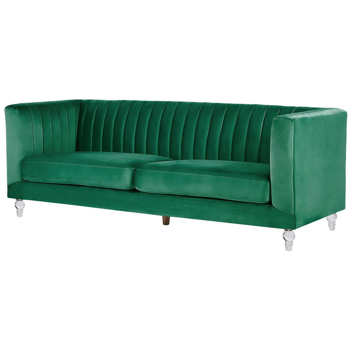 3-SITZER-SOFA Samtstoff Grün Arvika - Grün, Textil (204/75/78cm) - Beliani