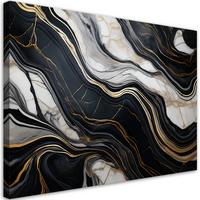 WANDBILD schwarz weißer marmor mit gold - Schwarz, Textil (90/60cm) - Feeby