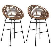 BARSTUHL 2er-Set Rattan Braun Windom - Braun, Naturmaterialen (56/95/51cm) - Beliani