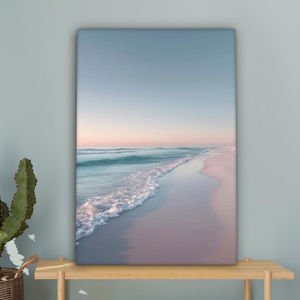 LEINWANDBILD Küstenlinie - Pastell - Wasser Wanddeko 40x60 cm - Pastellblau, Textil (40/60cm) - MuchoWow