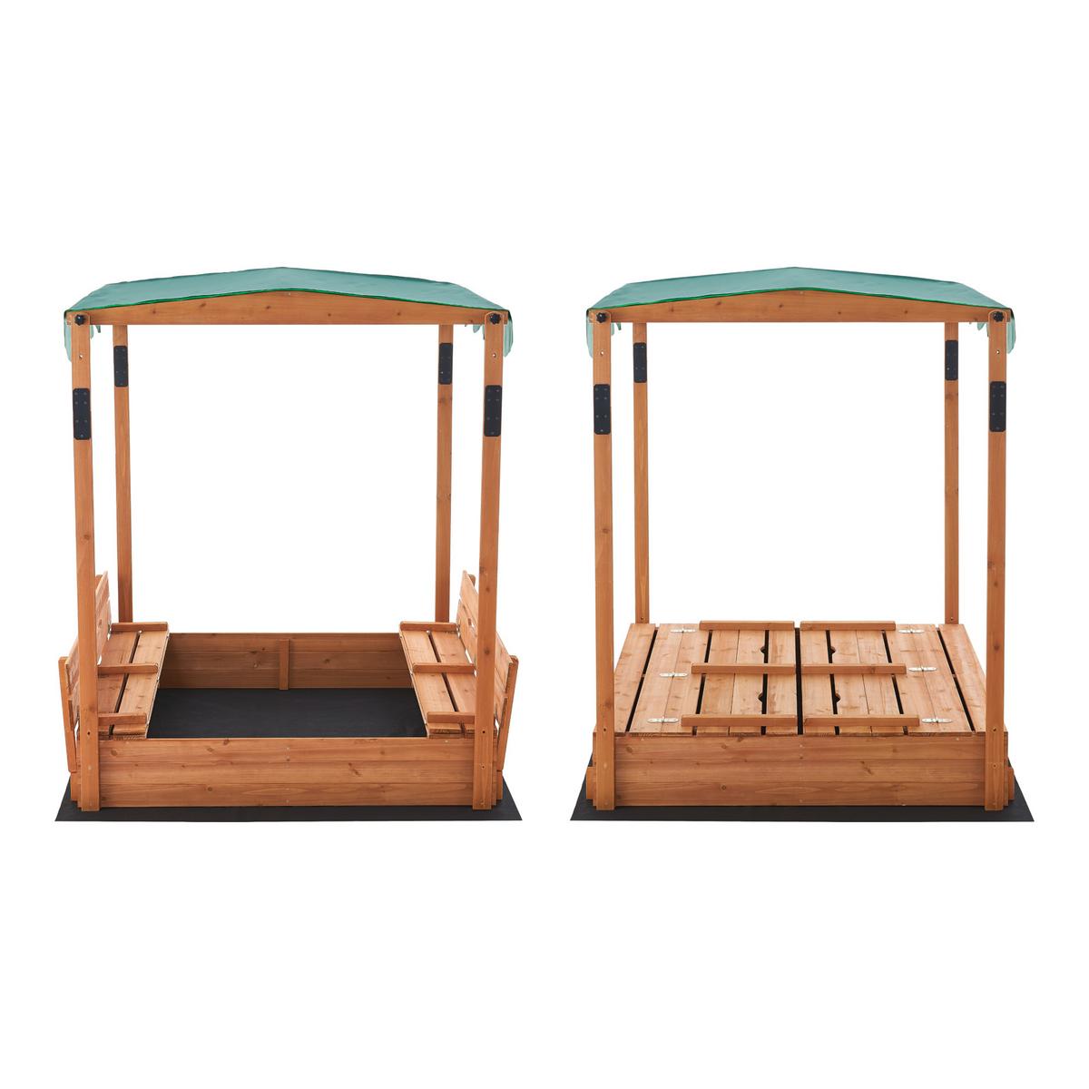 SANDKASTEN Pitsunda - Naturfarben/Grün, Holz (118/118/145cm) - [en.casa]