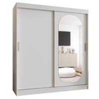 SCHIEBETÜRENSCHRANK mit Spiegel ROYAL 200/150/62 2-türig - Silberfarben/Weiß, Holz (150/62/150cm) - MÖBEL KRYSPOL