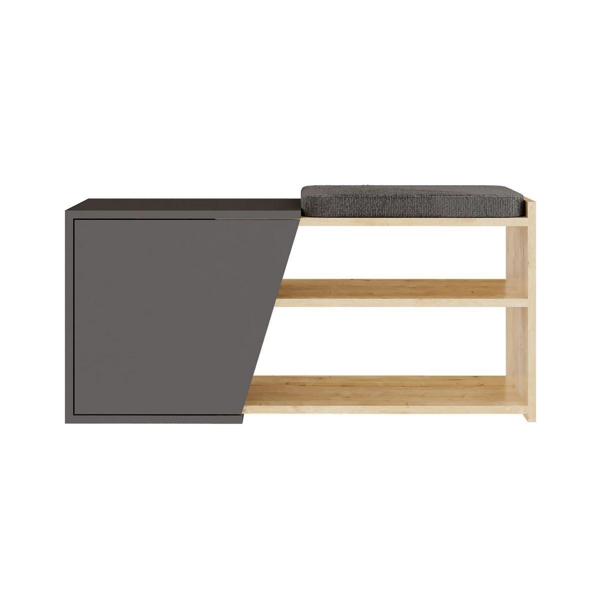 SCHUHSCHRANK 1 Tür L104 cm - Fiona - Anthrazit, Holzwerkstoff (104/37/47cm) - Calicosy