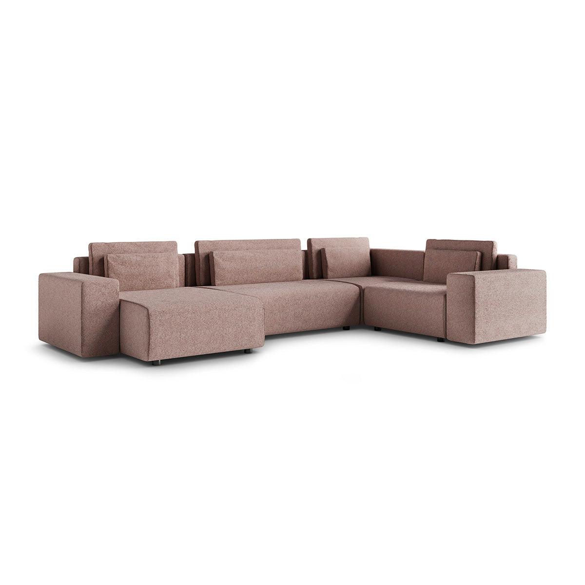 PANORAMASOFA Lorenzo 5 Sitzplätze Rosa - Pink, Holz (378/85/236cm) - Petits-meubles