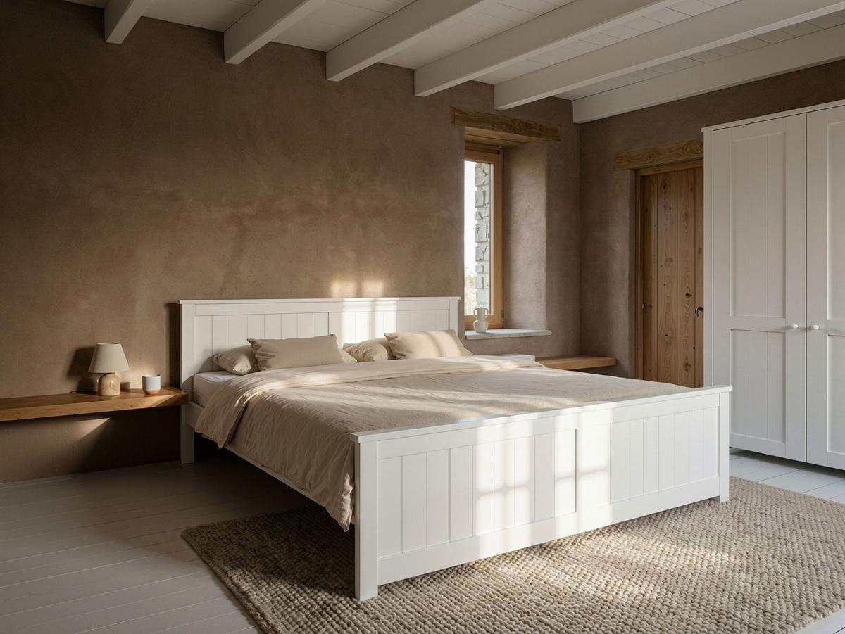 BETT mit Lattenrost 160/200 Kiefernholz Weiß Sabran - Weiß, Holz (160/200cm) - Beliani