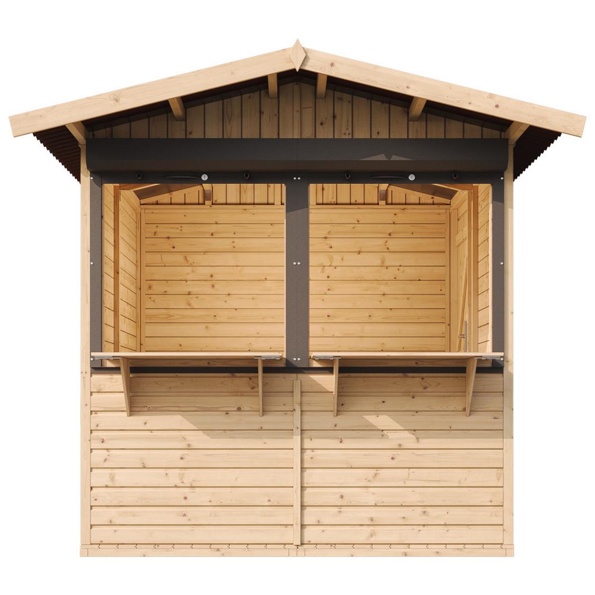 MARKTBUDE Holz M149Z Gartenhaus, Marktbude Holz - 253x263/4m2 - Beige, Holz (253/232/263cm) - Timbela