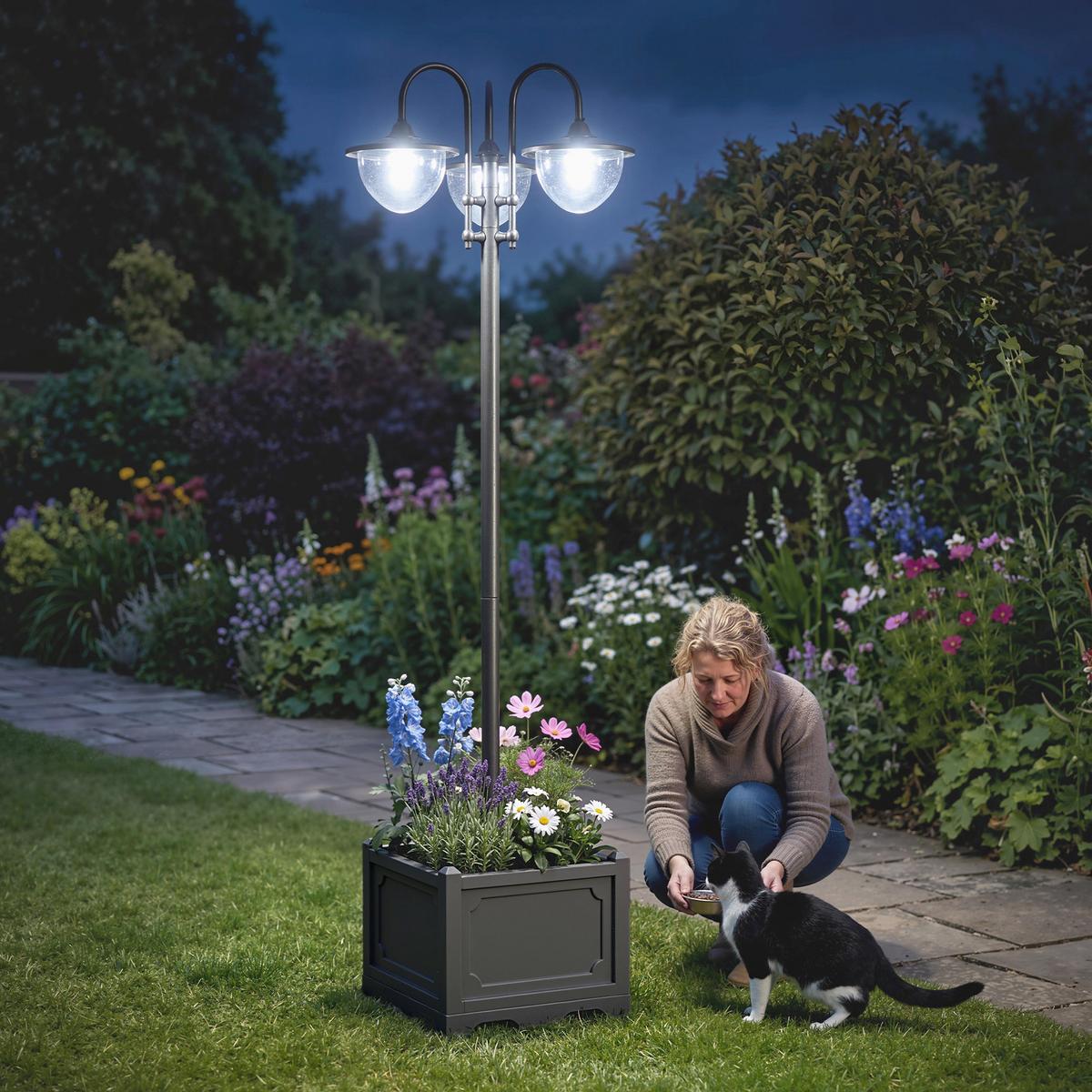 GARTENLATERNE, Schwarz, PP, ABS, Edelstahl, Aluminiumlegierung - Schwarz, Metall (60/55/189cm) - Outsunny