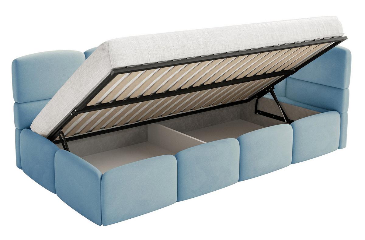 JUGENDBETT Cloudy Hellblau 120 x 200 cm - Blau/Schwarz, Kunststoff/Textil (120/200cm) - Selsey