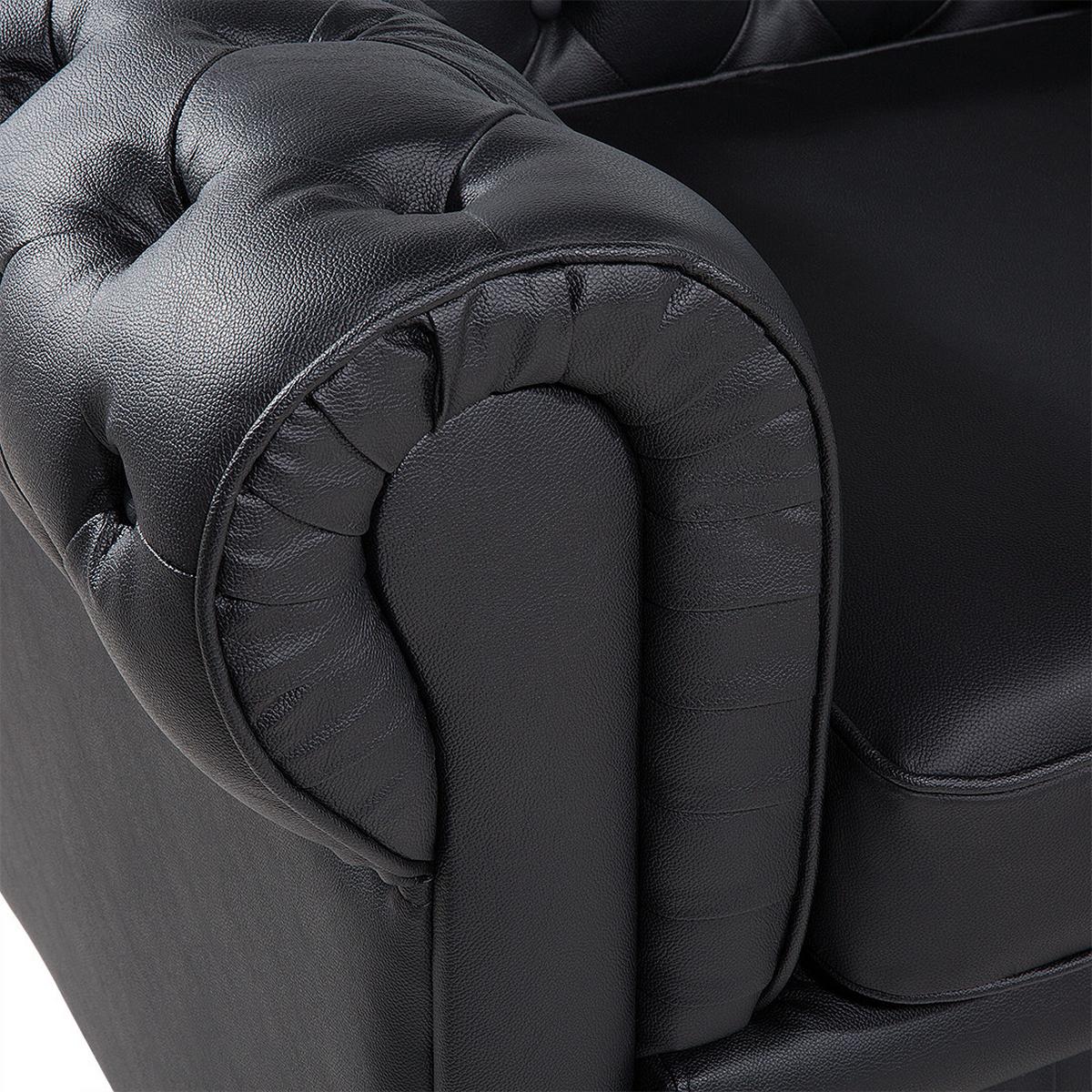 SESSEL Leder schwarz Chesterfield - Schwarz/Braun, Leder (108/70/77cm) - Beliani