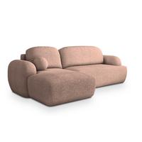 ECKSOFA MODENZA N L-S Rosa Boucle-Stoff mit Schlaffunktion - Schwarz/Rosa, Holz/Kunststoff (266/148cm) - MASSENO