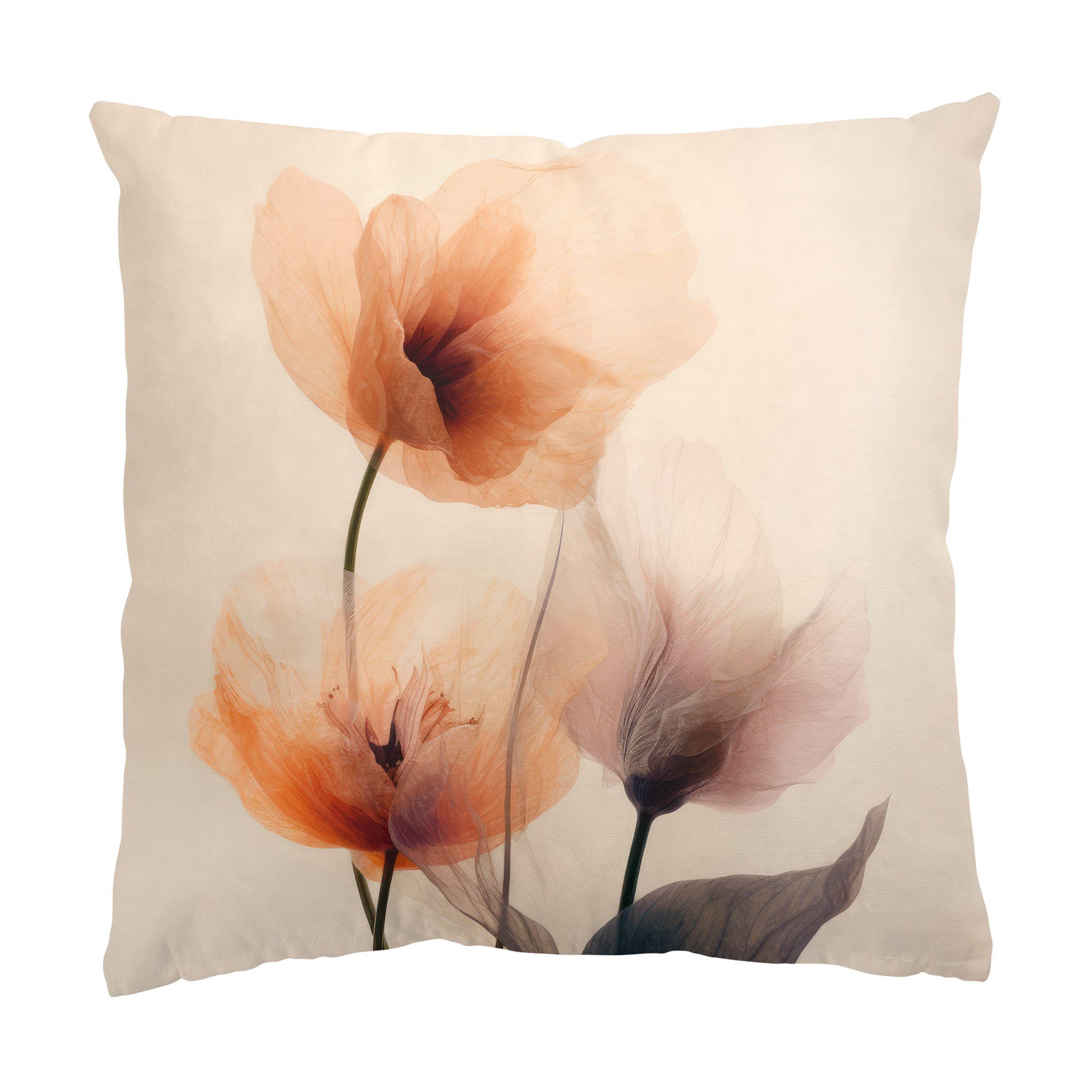 DEKOKISSEN Pergamentblumen I 40/40 cm - Beige, Textil (40/40/10cm) - Bilderwelten