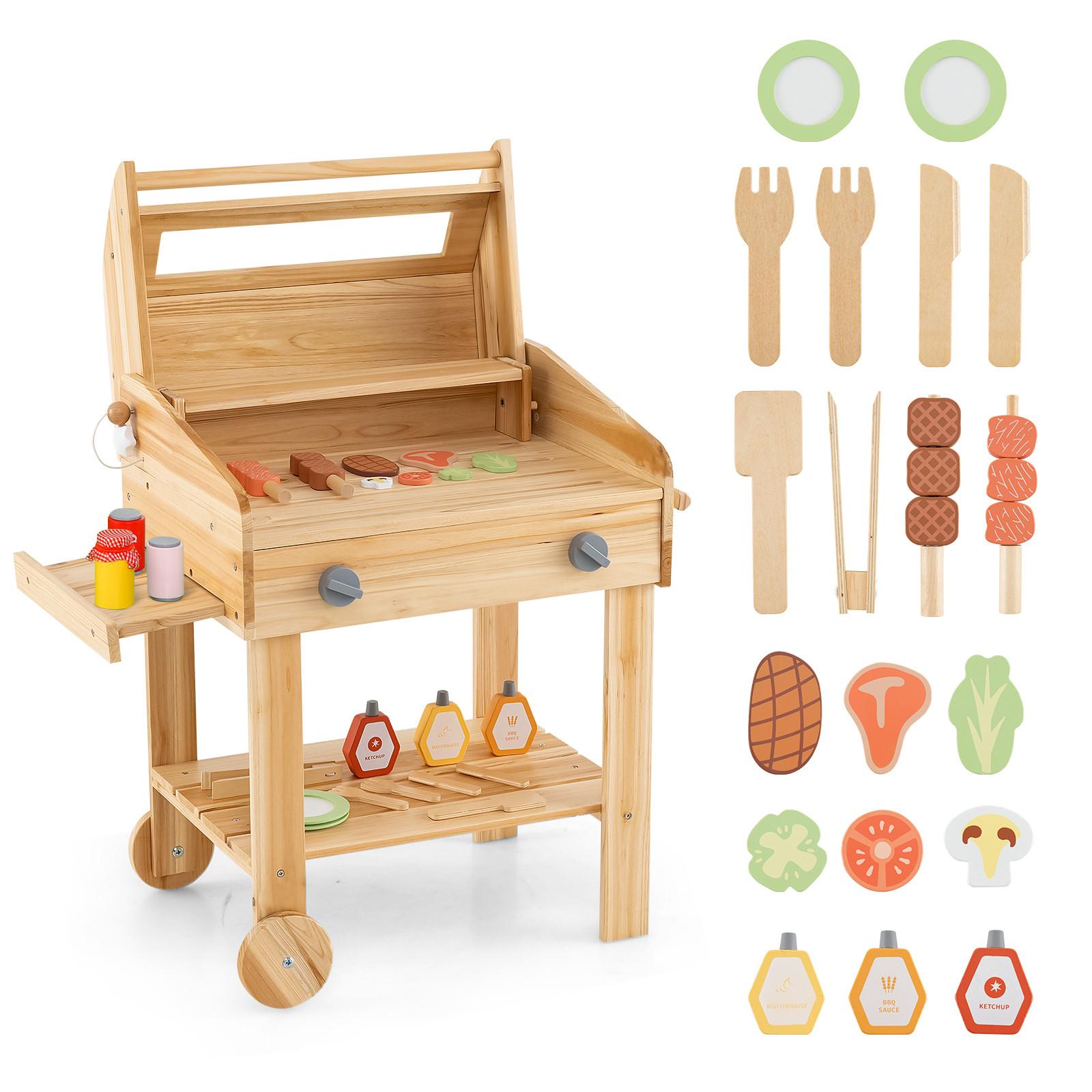 KINDERKÜCHE Outdoor Natur - Naturfarben, Holz (36/53/63cm) - COSTWAY
