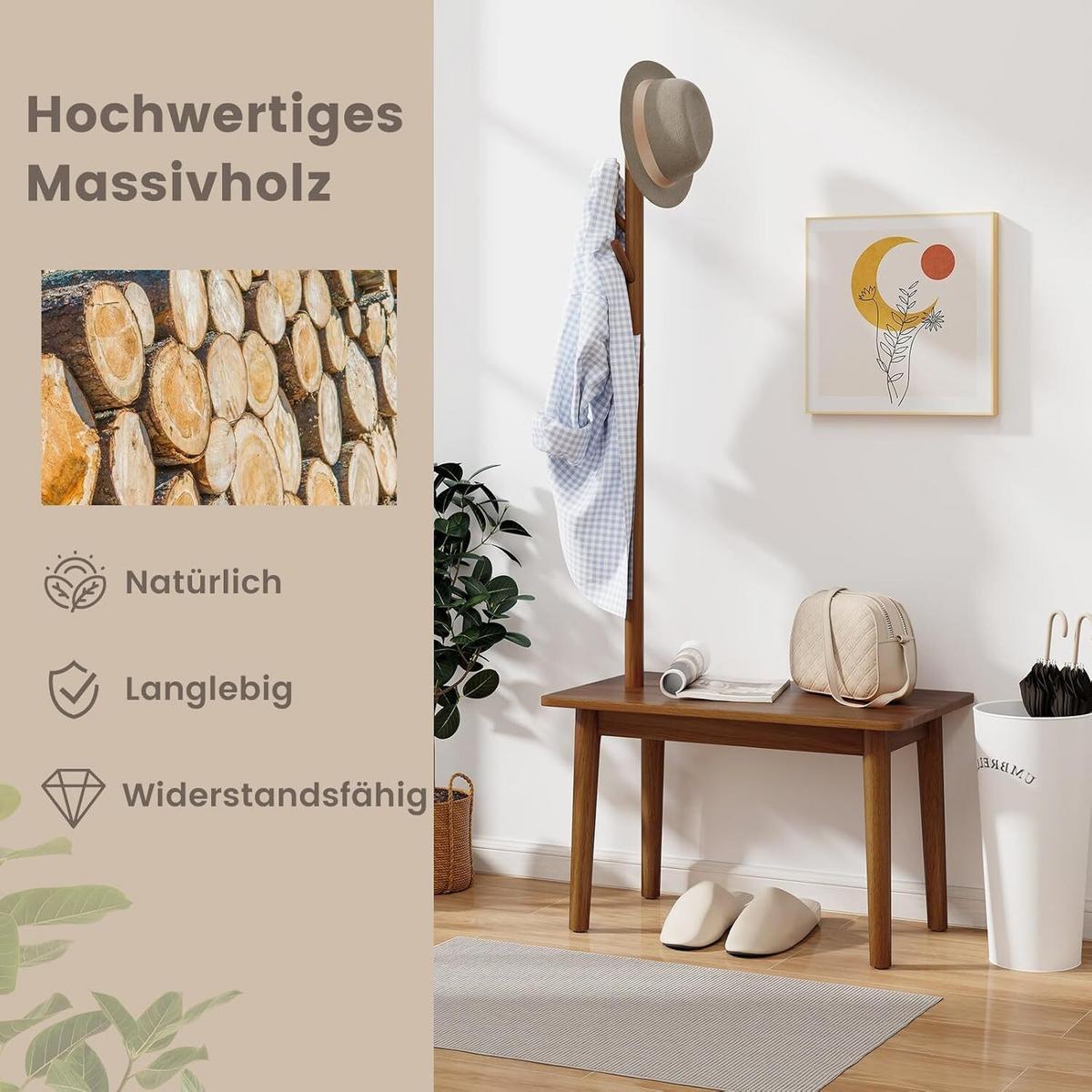 GARDEROBENSTÄNDER 168cm Braun - Braun, Holz (76/168/43cm) - COSTWAY