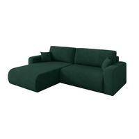 ECKSOFA mit Schlaffunktion Ottomane Links BERY-L 276x193x88 Grün Velours - Schwarz/Grün, Holzwerkstoff/Kunststoff (276/193cm) - ALTDECOR