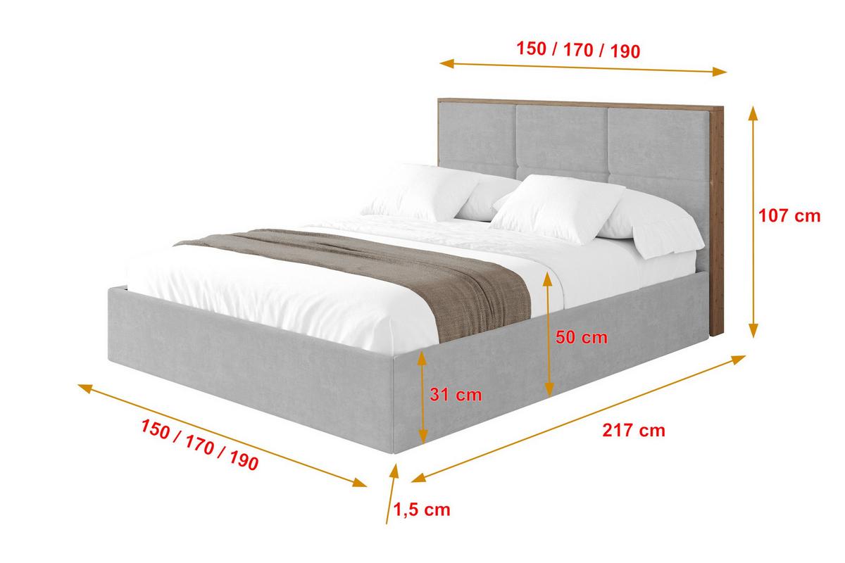 POLSTERBETT mit Bettkasten und Lattenrost, Bett mit Matratze H3/H4 - LILA 140x200 Grau - Hellgrau, Holzwerkstoff/Textil (140/200cm) - ALTDECOR
