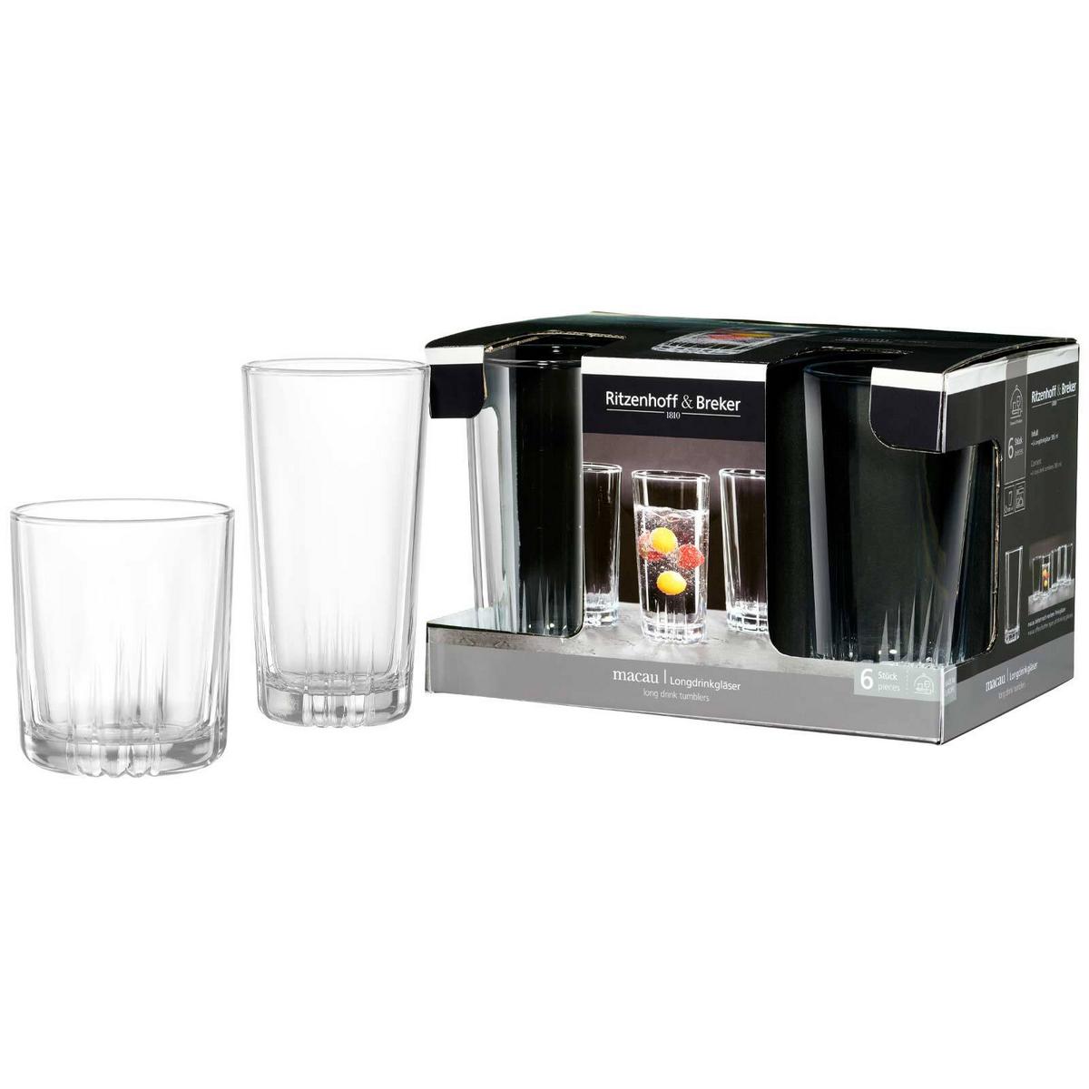 LONGDRINKGLÄSER Macau transparent 385 ml 6er Set - Transparent, Glas (0.385L) - Ritzenhoff Breker