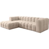 ECKSOFA Mochi L-Form 5-Sitzer Links, Samt, Beige 290/75/193 cm - Ecru/Beige, Kunststoff/Textil (290/193cm) - WFL GROUP