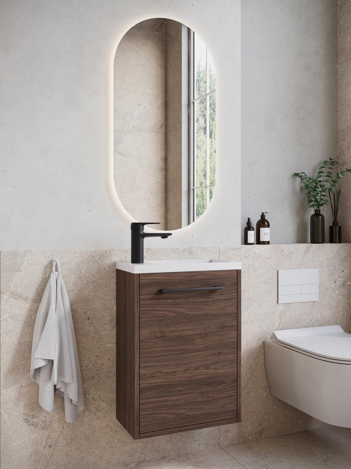 GÄSTE-WC-MÖBELSET Florence 2 Teile Walnuss Braun - 40 x 22 x 50 cm - Eichefarben, Holz (40/50/22cm) - Badplaats