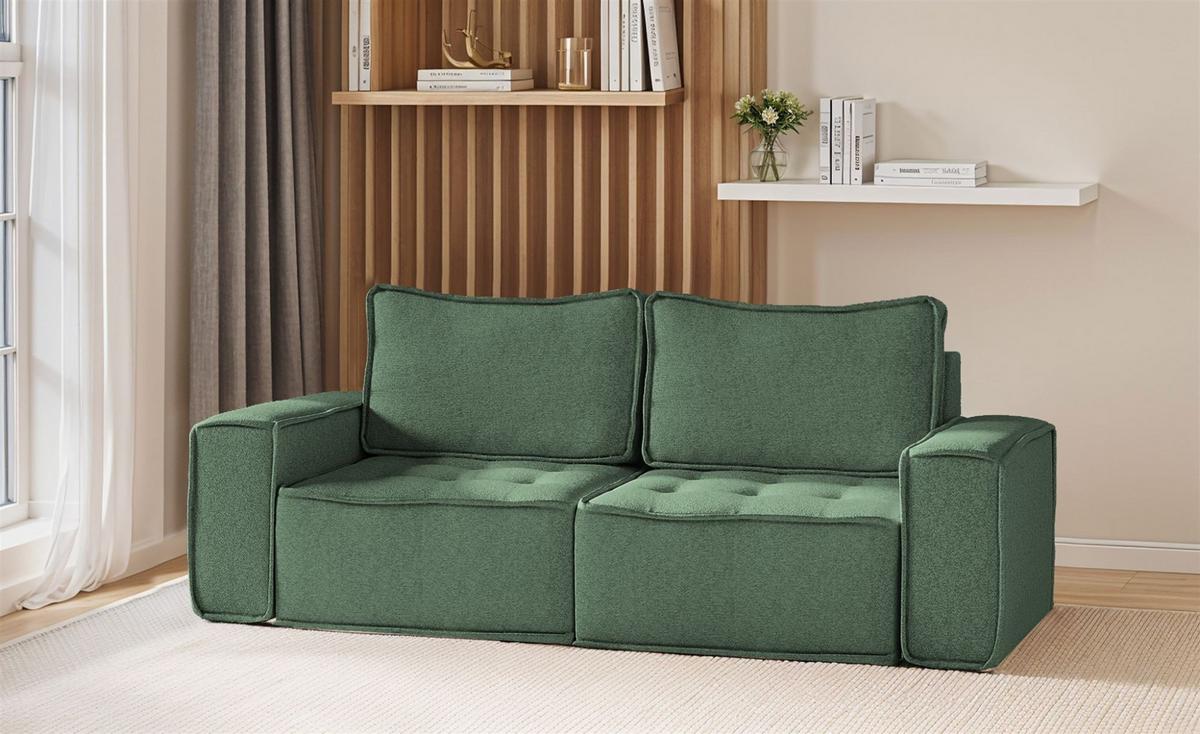SOFASET Sande 3-2-1 In Raven - Grün, Holzwerkstoff/Textil (292/85/90cm) - Fun Möbel