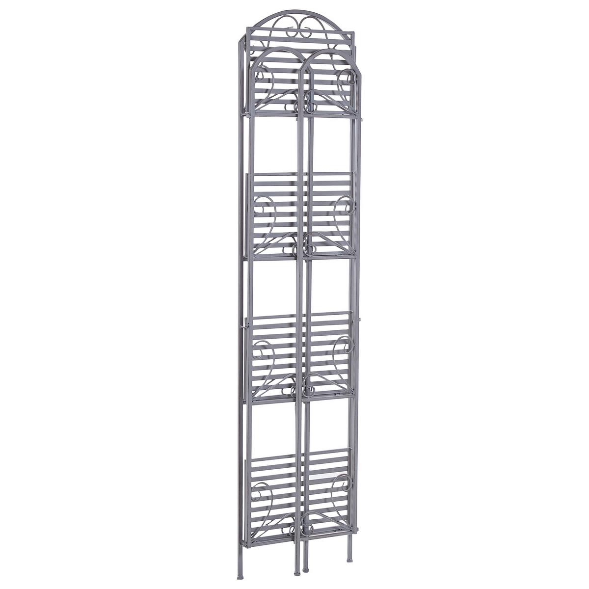 BADREGAL Metall Antik Optik grau 4 Fächer klappbar Valdivia - Grau, Metall (40/166/27cm) - Beliani