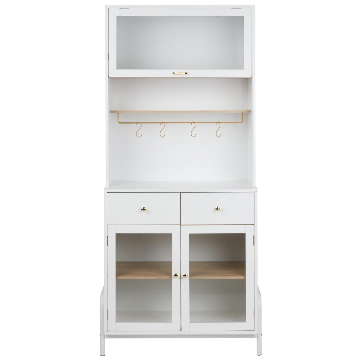 VITRINE mit Glastüren 82 cm Weiß Parlin - Weiß, Holzwerkstoff (82/180/40cm) - Beliani
