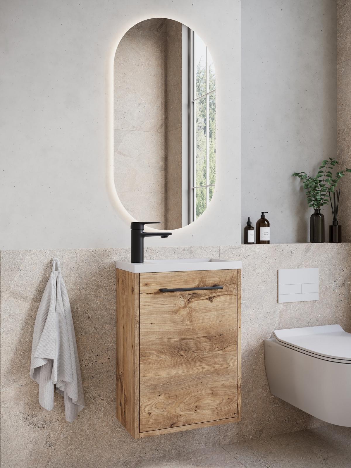 GÄSTE-WC-MÖBELSET Florence 2 Teile Kastanien Eiche - 40 x 22 x 50 cm - Kastanienfarben/Eichefarben, Holz (40/50/22cm) - Badplaats