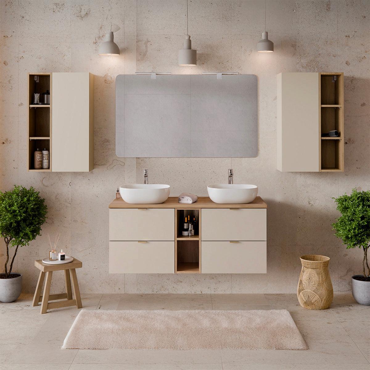 DOPPELWASCHTISCH 120.6cm Azel Kaschmir - Beige, Holzwerkstoff (120.6/52/46cm) - Petits-meubles