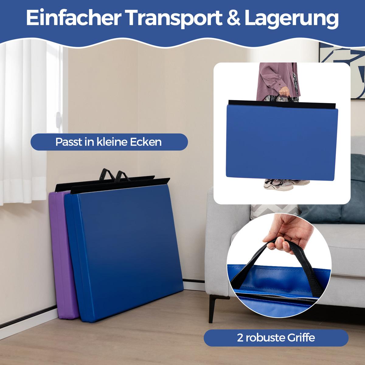 SPORTMATTE Blau - Blau, Leder (180/60cm) - COSTWAY