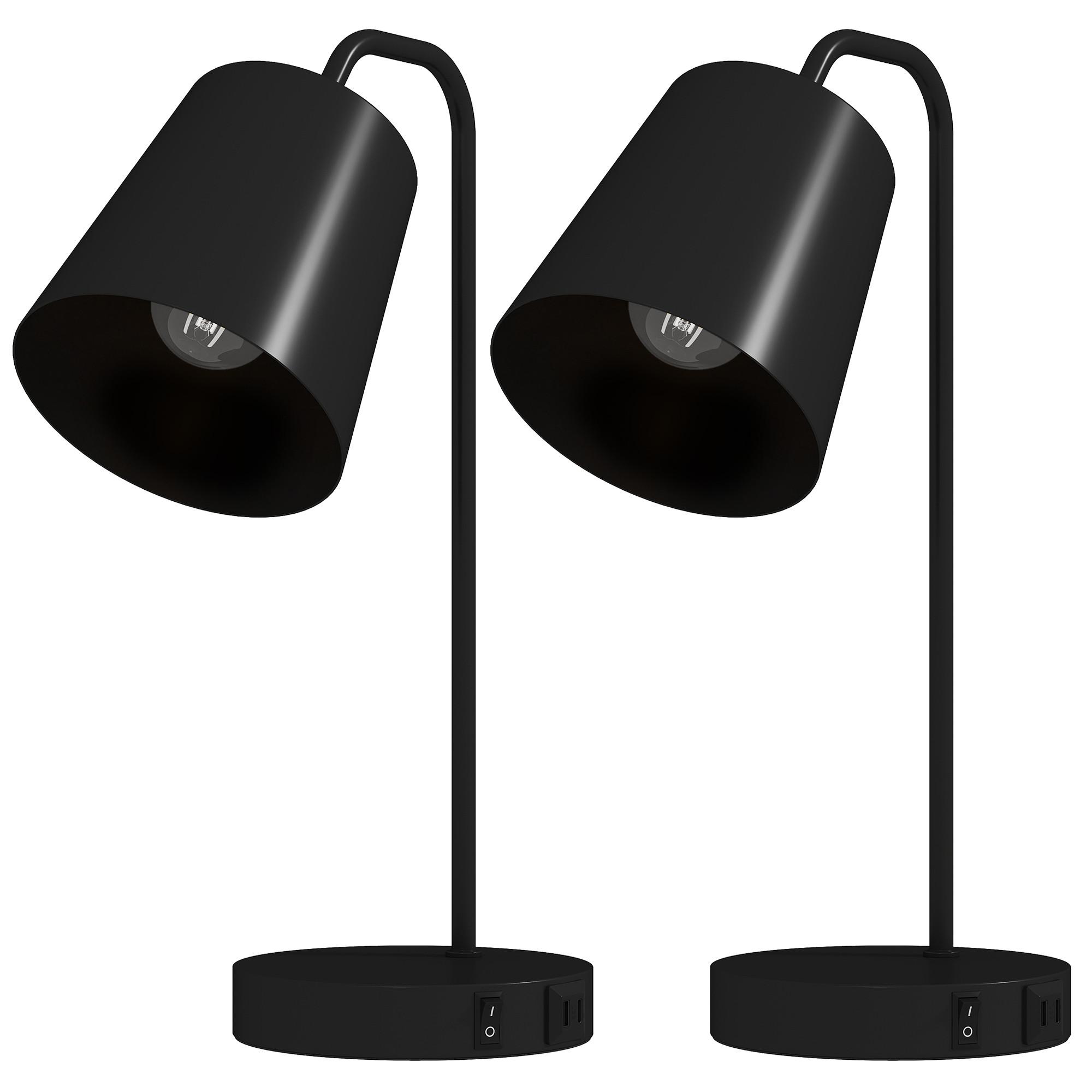 TISCHLAMPE 2er Set Stahl Schwarz - Schwarz, Metall (28/15/41cm) - HOMCOM