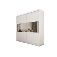 SCHWEBETÜRENSCHRANK ROSALIA 200/216/61 cm 2-türig mit Spiegel Weiß - Weiß, Holzwerkstoff (200/216/61cm) - MASSENO