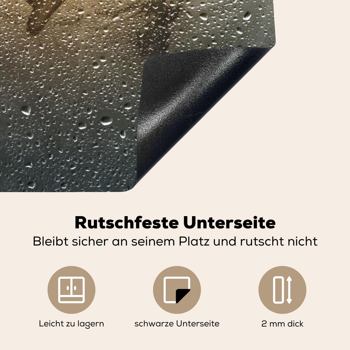 HERDABDECKPLATTE Herz - Kondenswasser - Wasser - 3D Herdabdeckung Induktionsfeld 65x52 cm - Grau, Kunststoff (65/52/0.2cm) - MuchoWow