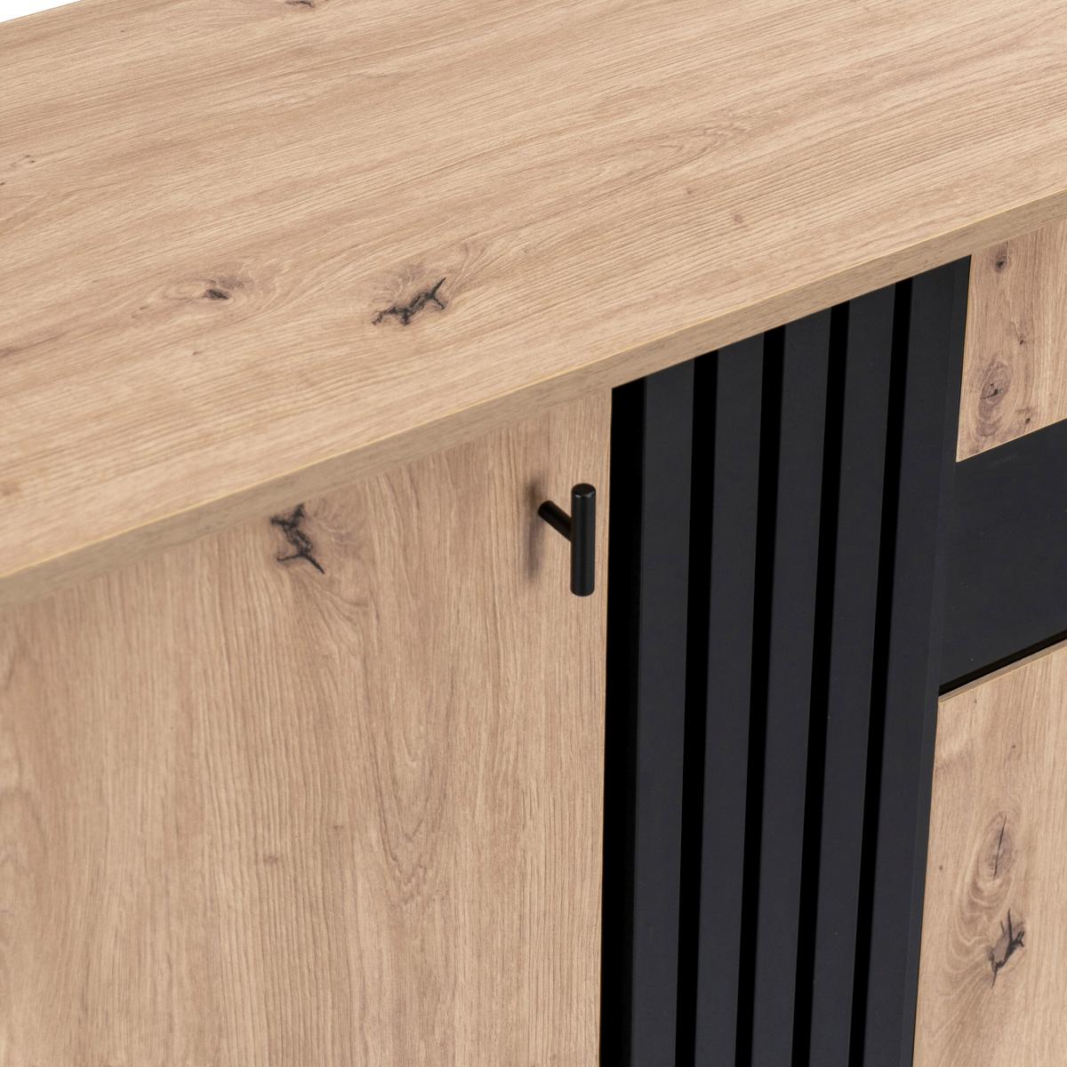 SIDEBOARD Schwarz 140/78/41 cm - Schwarz, Holzwerkstoff/Metall (78/41/140cm) - Urban Meuble