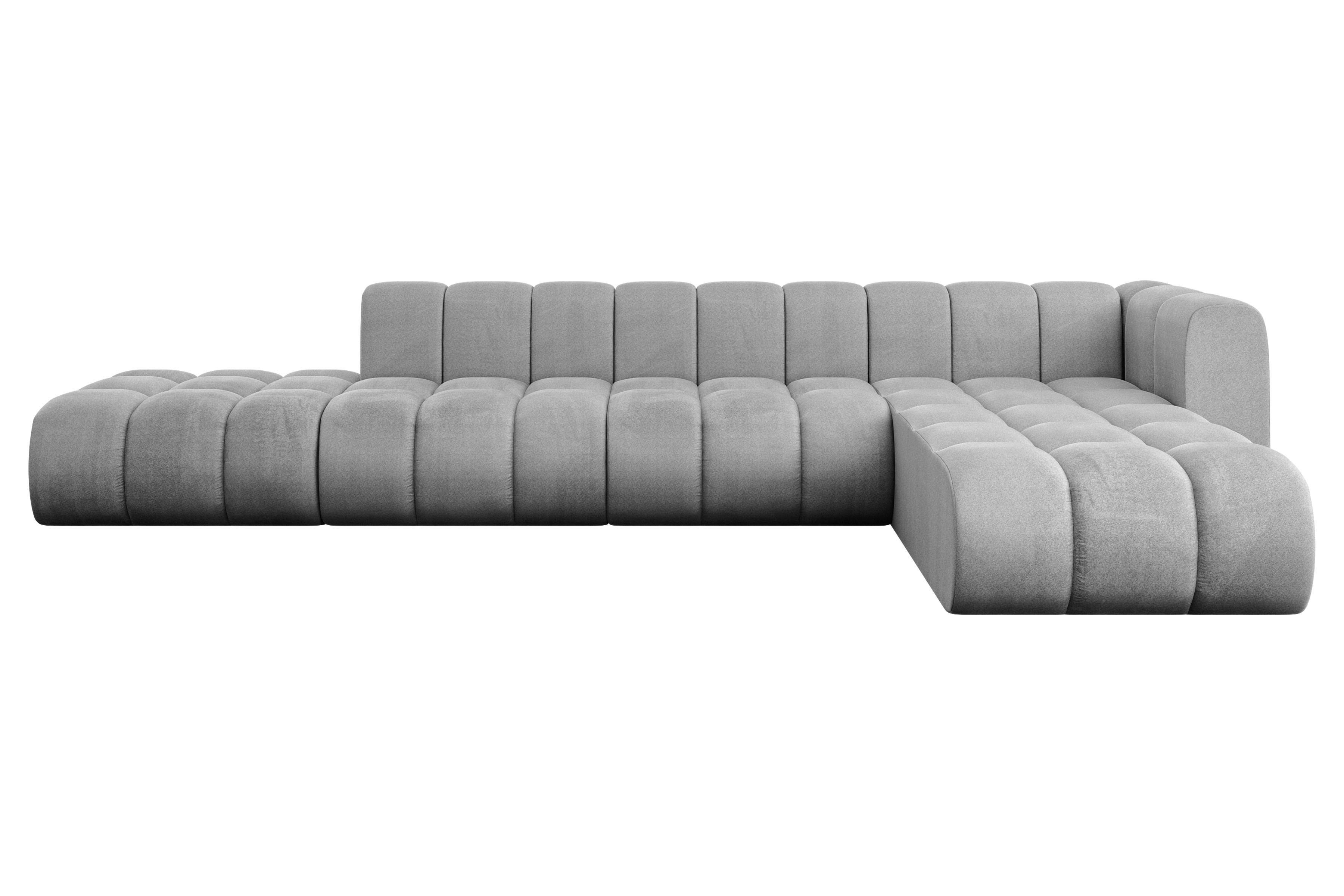 ECKSOFA modulares Sofa Zuvon-L2 - 387x177x70 cm Grau - Hellgrau, Holzwerkstoff/Textil (387/177cm) - ALTDECOR