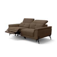 SOFA RELAX AVENA 3-Sitzer, brauner Veloursstoff - Schwarz/Braun, Holz/Textil (204/80/108cm) - Courtois Laville