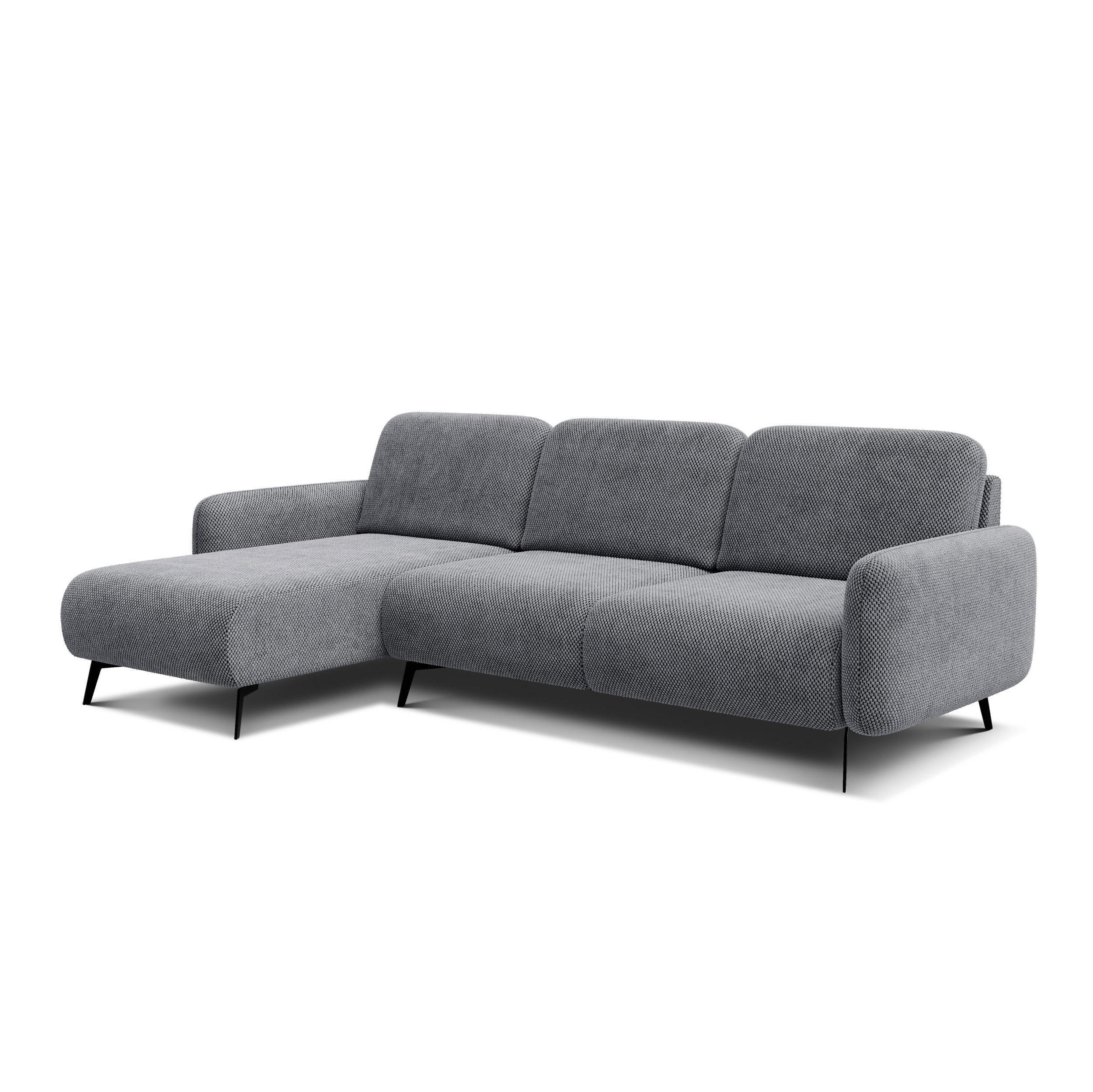 ECKSOFA FEBE 4-Sitzer links, grau - Schwarz/Grau, Holz/Textil (264/157cm) - Wozimo