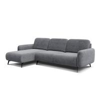 ECKSOFA FEBE 4-Sitzer links, grau - Schwarz/Grau, Holz/Textil (264/157cm) - Wozimo