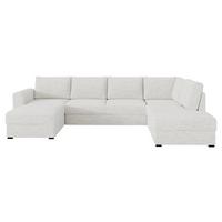 WOHNLANDSCHAFT Wilma Premium, Seite: Rechts - Creme/Schwarz, Holz/Textil (188/85/305cm) - MIRJAN24