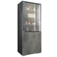 VITRINE Granada Beton Dunkel Optik - Dunkelgrau, Holzwerkstoff (50/122.5/34.5cm) - Vladon