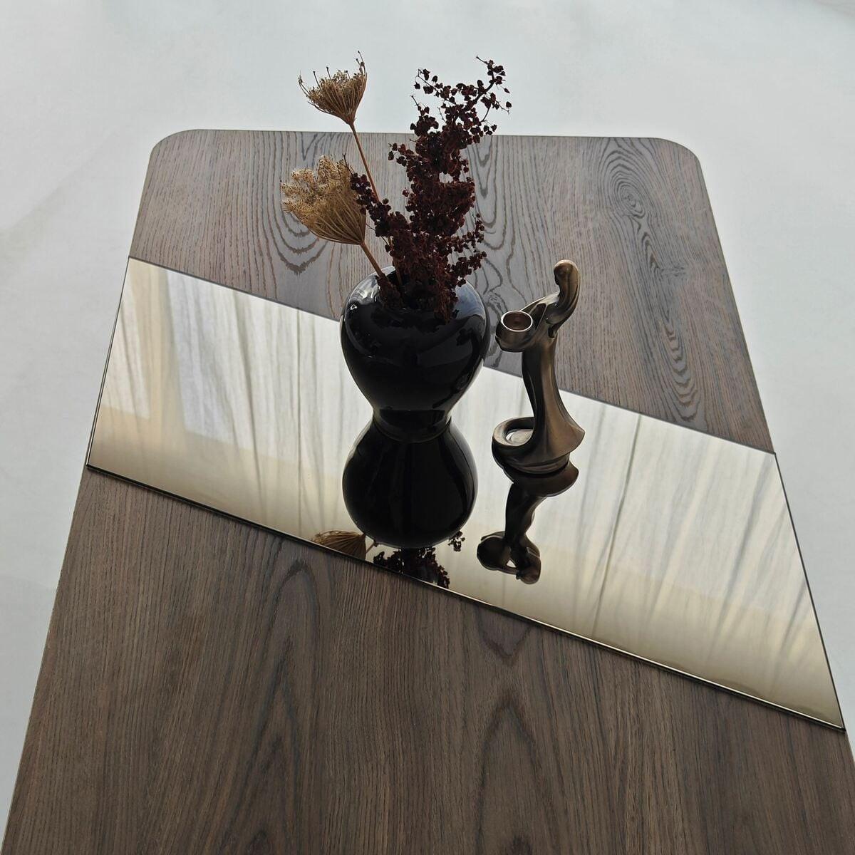 COUCHTISCH mit rechteckiger Spiegelplatte 100/60/40 cm - Naturfarben, Holzwerkstoff (7/60/40cm) - Calicosy