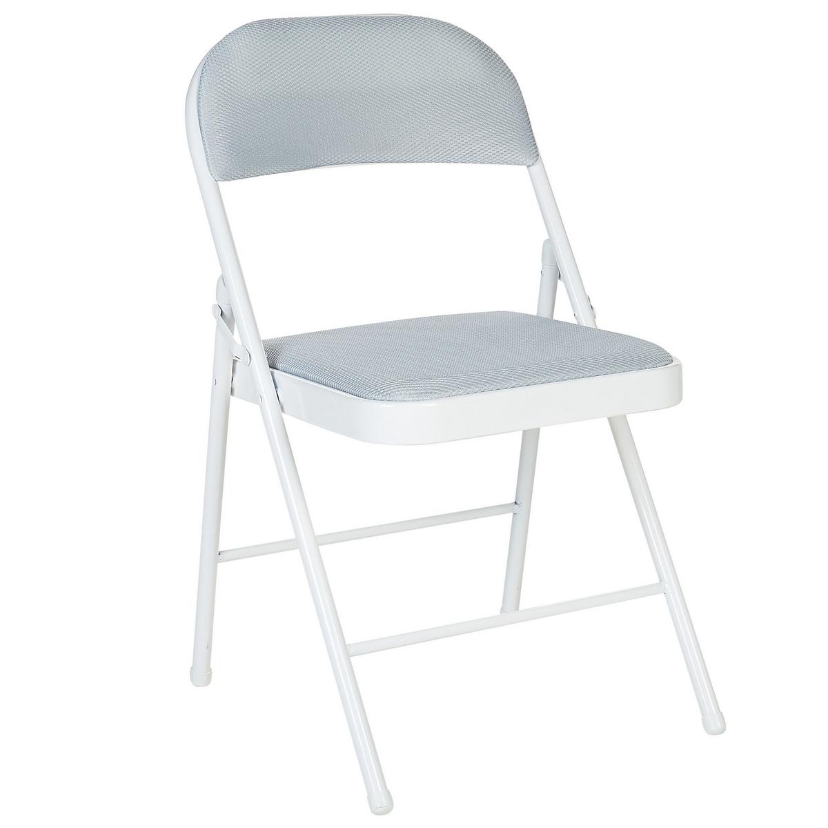 KLAPPSTUHL 4er-Set Metall Grau Sparks - Grau, Kunststoff/Textil (45/77/47cm) - Beliani