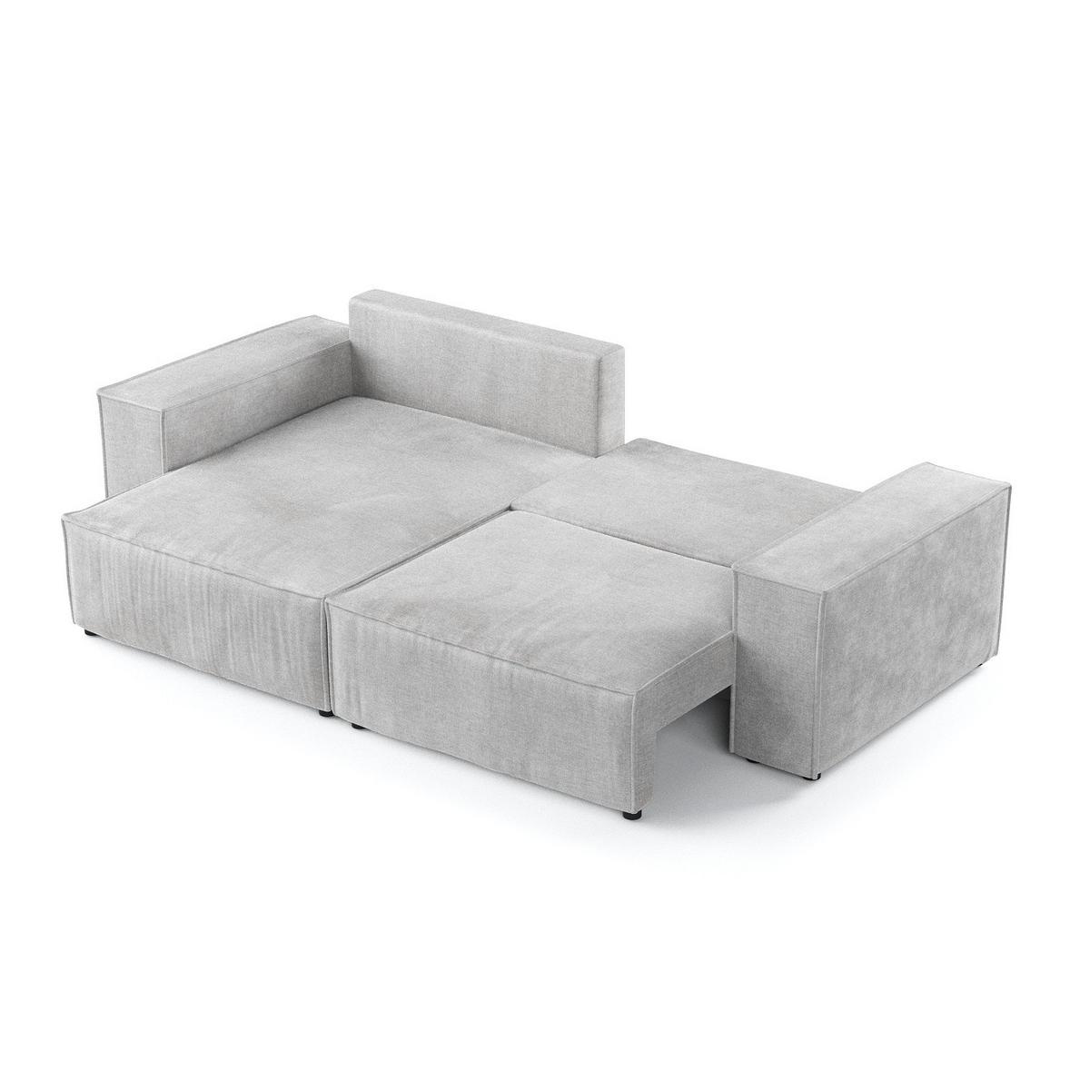 ECKSOFA SENSO mit Schlaffunktion Hellgrau im Wind Stoff - Hellgrau/Schwarz, Holz/Holzwerkstoff (255/148cm) - AltaBeds