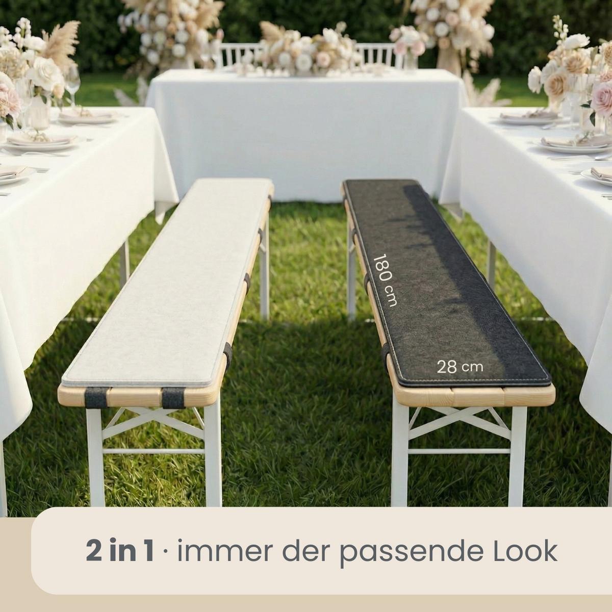 BIERBANKAUFLAGE Filz, 2er Set, Anthrazit, 180/28/0,8 cm - Grau, Kunststoff (28/1/180cm) - Dunedesign