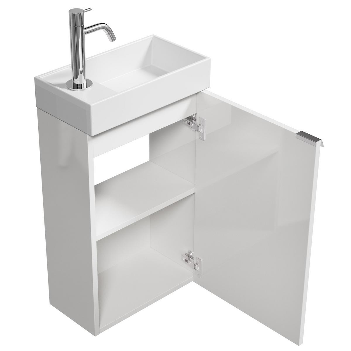 GÄSTE-WC-MÖBELSET Apollo 2 Teile Weiß Hochglanz - 40 x 22 x 68 cm - Weiß, Holz (40/68/22cm) - Badplaats