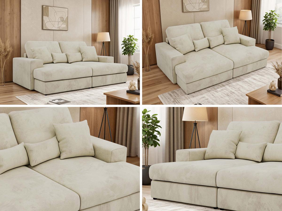 4-SITZER SOFA ANERA - Beige Velvet - Beige/Schwarz, Kunststoff/Textil (248/107/163cm) - MKS