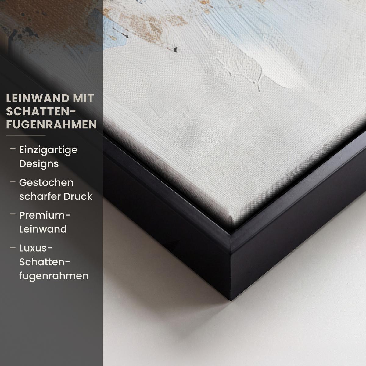 LEINWAND Bilder mit Rahmen - Gold - Blau - Aquarell - Kunst - Modern - 30x40 - Hellblau, Textil (30/40cm) - MuchoWow