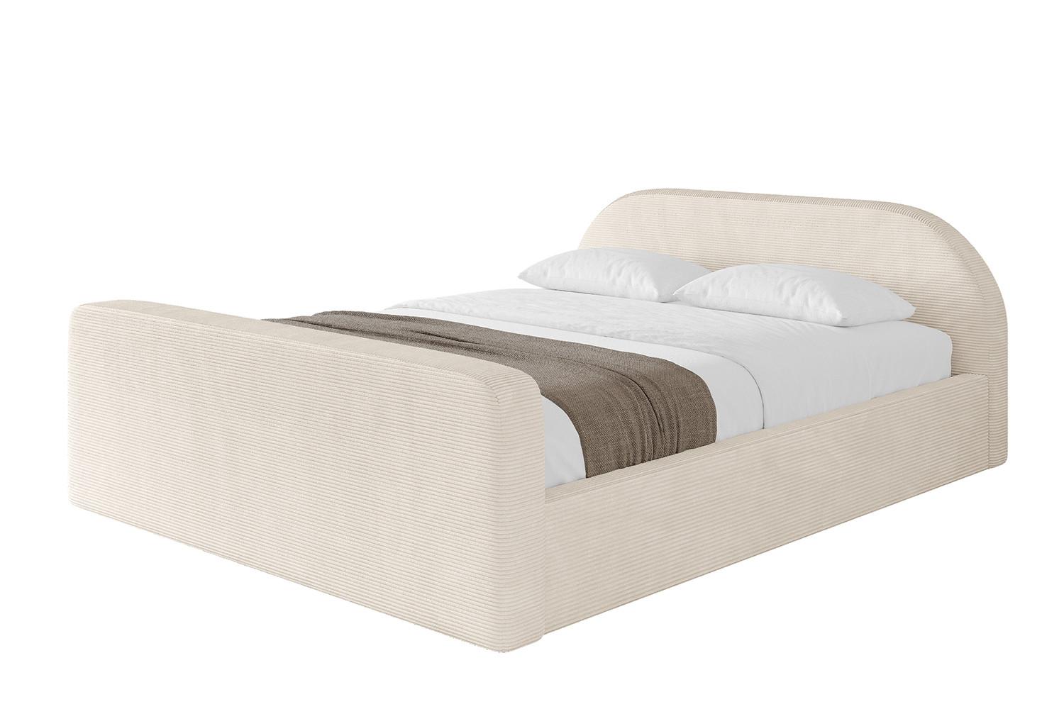 POLSTERBETT mit Bettkasten, Fußteil und Lattenrost, Boxbett ohne Matratze - TIVON-Z-V1 180x200 Beige - Creme, Holzwerkstoff/Textil (180/200cm) - ALTDECOR