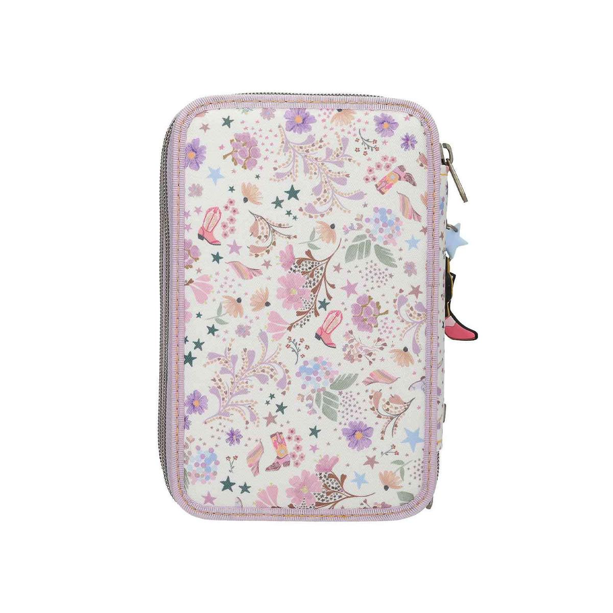 3-FACH FEDERTASCHE COWGIRL TOPModel creme 7,5 x 13 x 20 cm - Creme, Kunststoff (13/20/7.5cm) - Depesche Germany