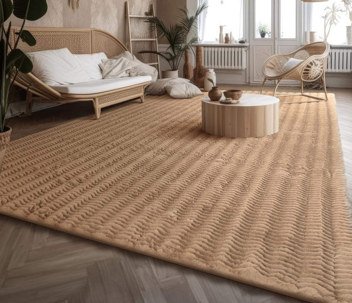 HOCHFLORTEPPICH Rauten Beige 120 x 160 cm - Beige, Kunststoff (120/160cm) - TT Home