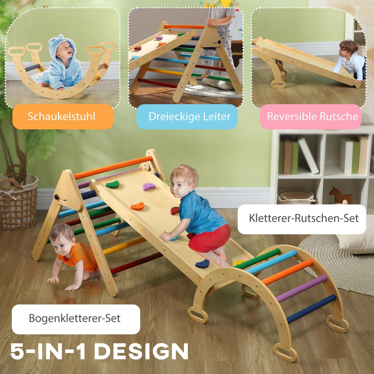 KLETTERGERÜST - Multicolor, Holzwerkstoff (64.5/59/178cm) - AIYAPLAY
